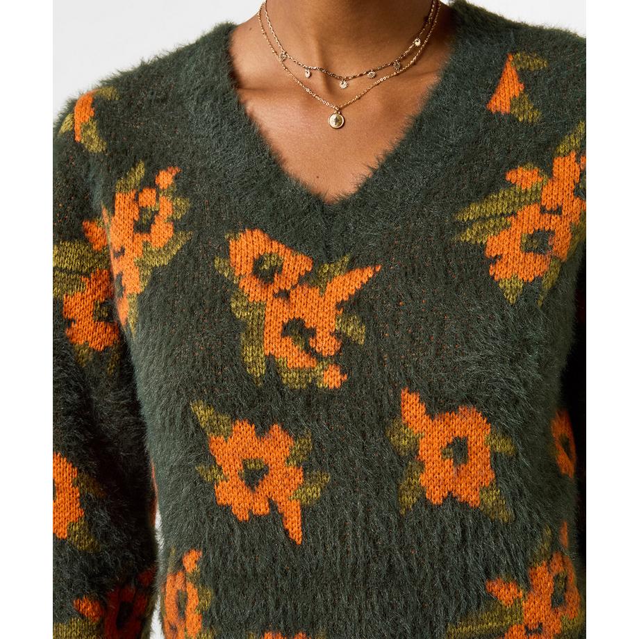 Joe Browns Pull Duveteux Col V Fleurs d'Automne  