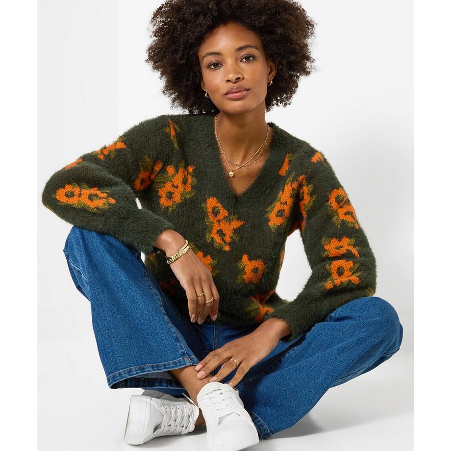 Joe Browns Pull Duveteux Col V Fleurs d'Automne  