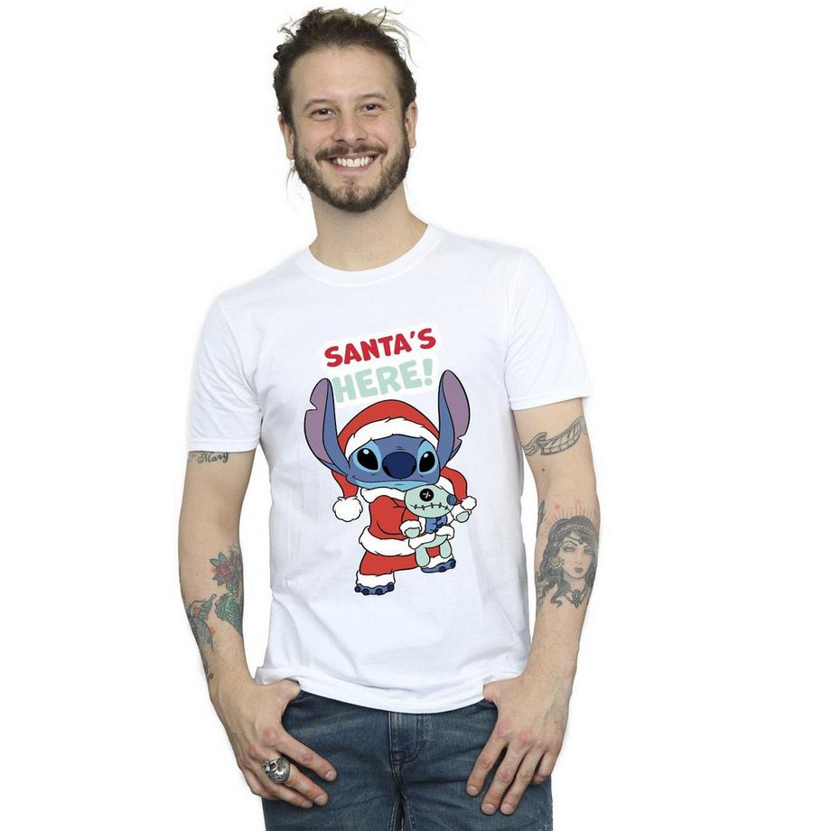 Disney Santa's Here Stitch T-Shirt di Natale  