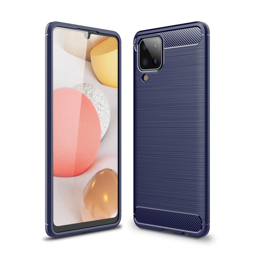 Cover-Discount  Galaxy A12 - Metall Carbon Look Gummi Hülle 