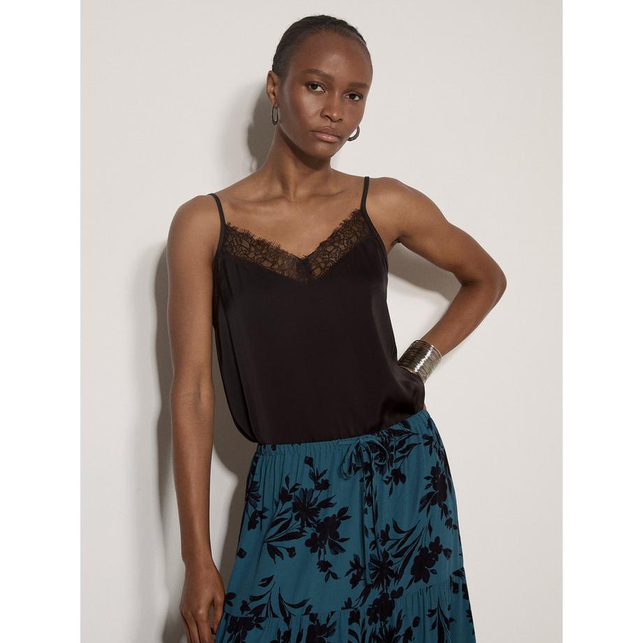 APRICOT Satin-Camisole-Top mit Spitze  