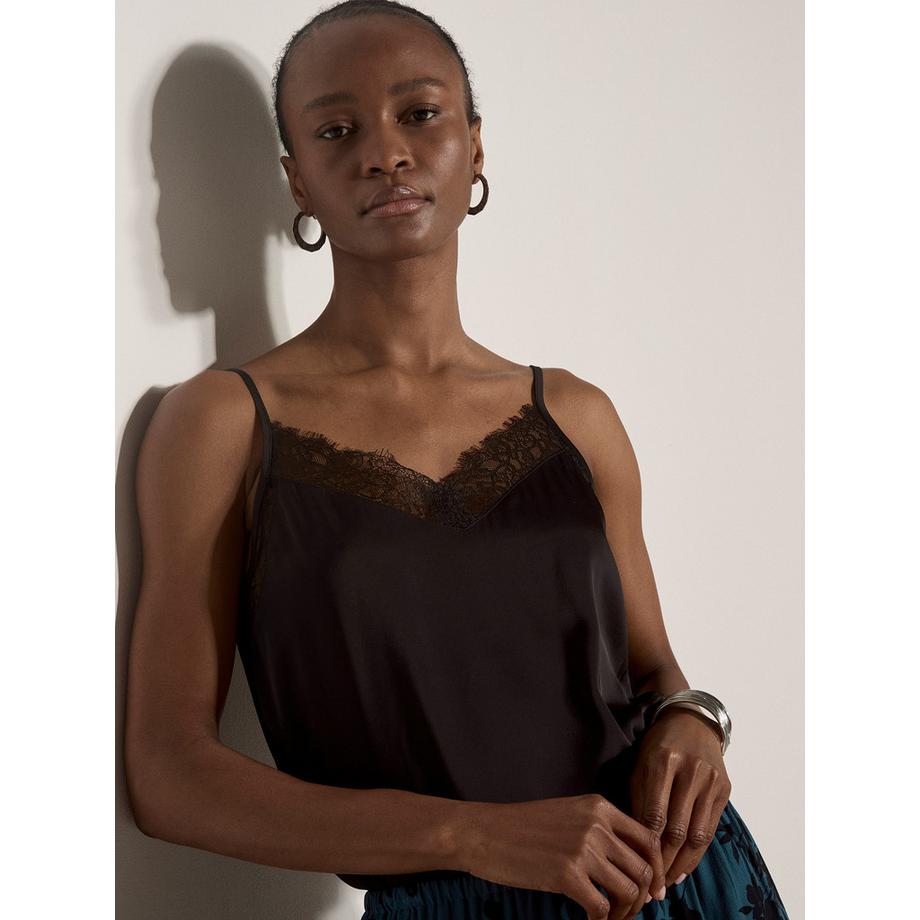 Satin-Camisole-Top mit Spitze