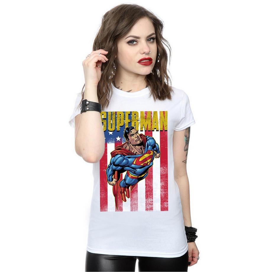 DC COMICS Superman Drapeau Américain Imprimé T-Shirt  