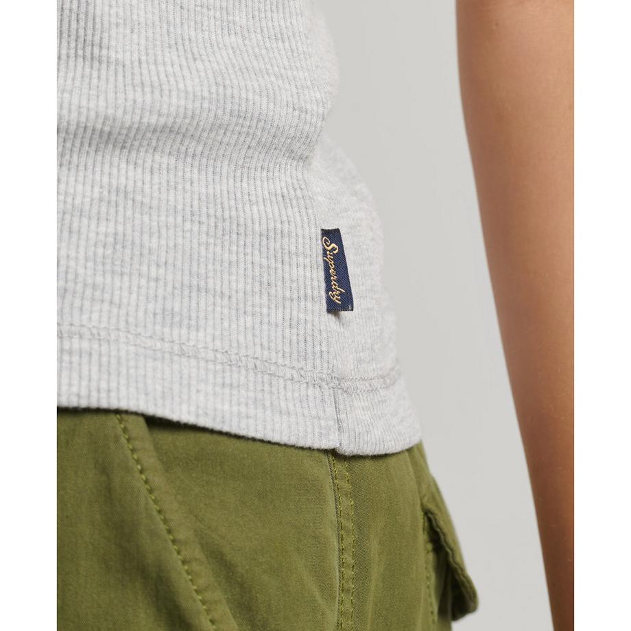 Superdry Geripptes Tanktop mit Spitzenbordüre  