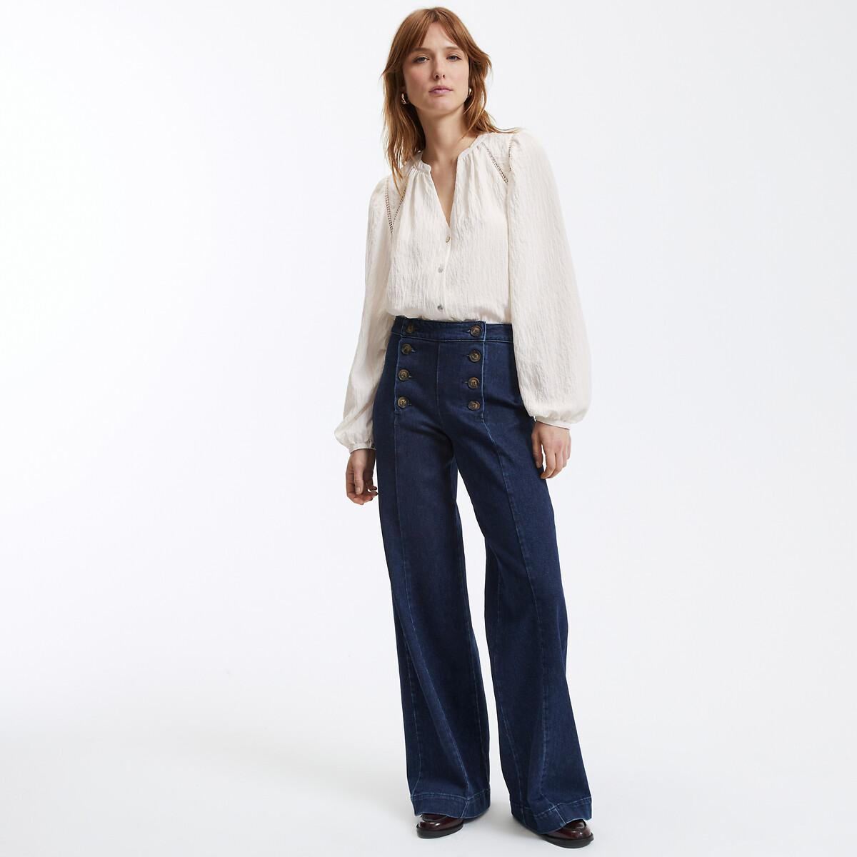 La Redoute Collections  Weite High-Waist-Jeans mit Hosenklappe 