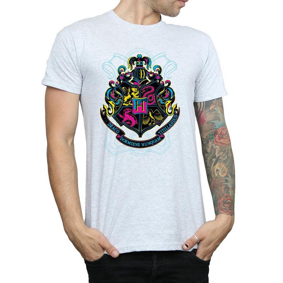 Harry Potter Hogwarts Wappen Neon Slim Fit T-Shirt  