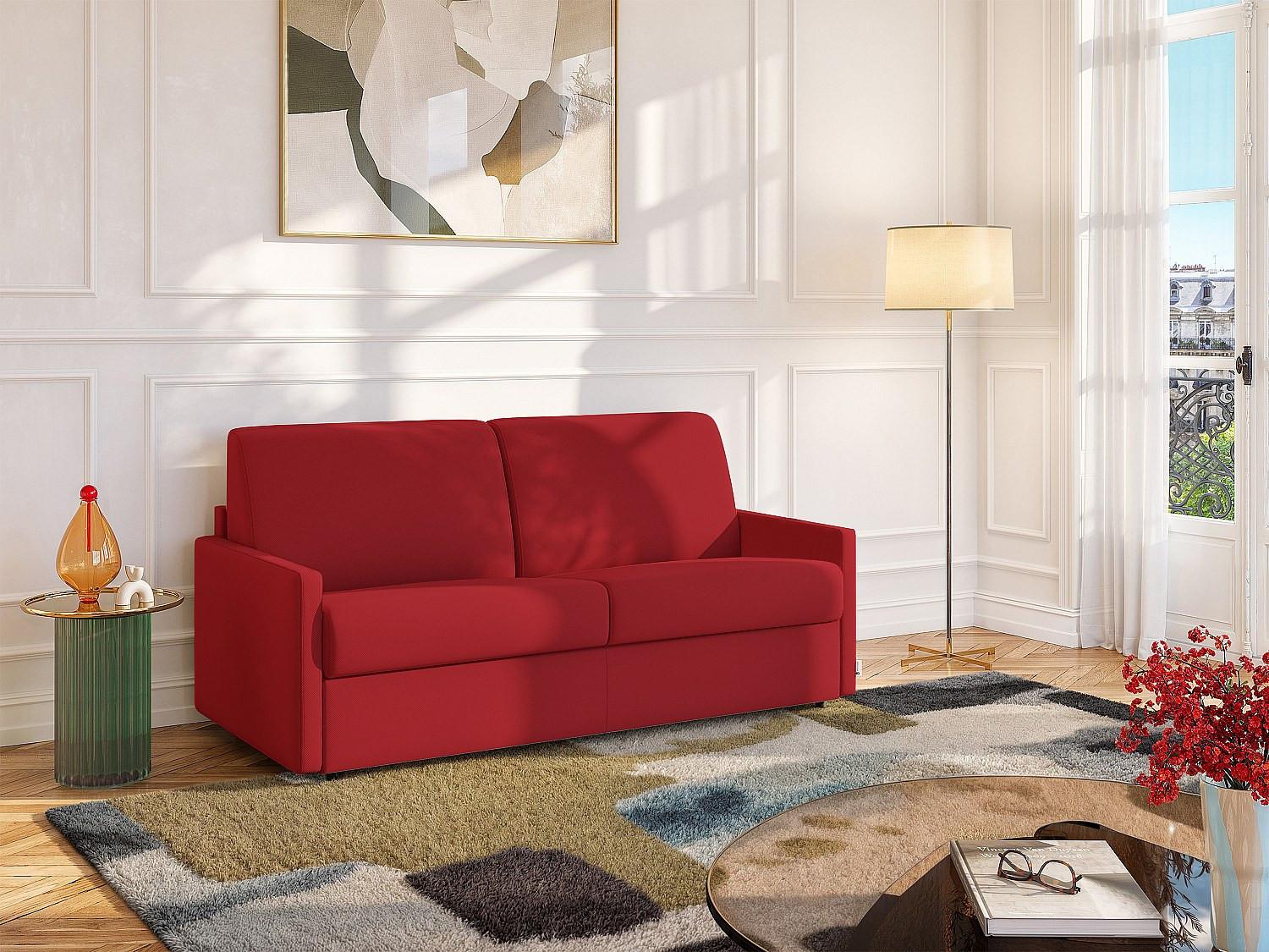 Vente-unique Schlafsofa 3Sitzer Stoff Liegefläche 1 Matratzen CALIFE  
