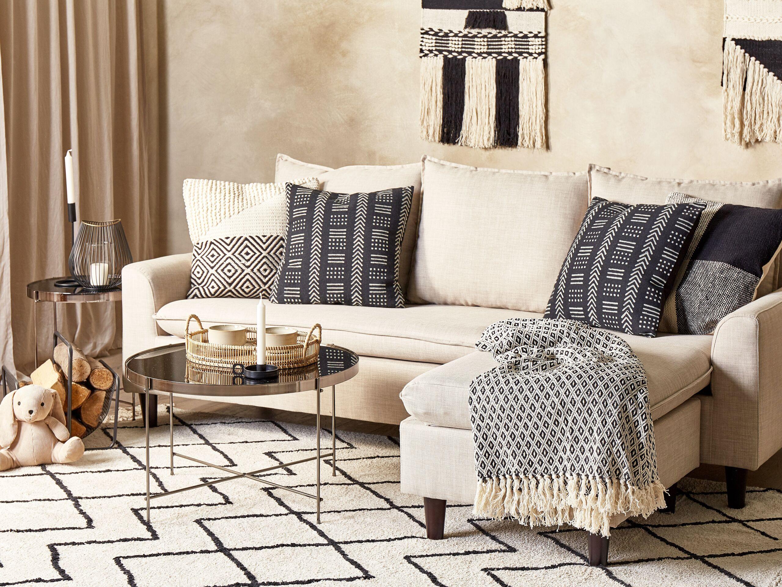 Beliani Dekokissen 2er Set aus Baumwolle Boho BENZOIN  