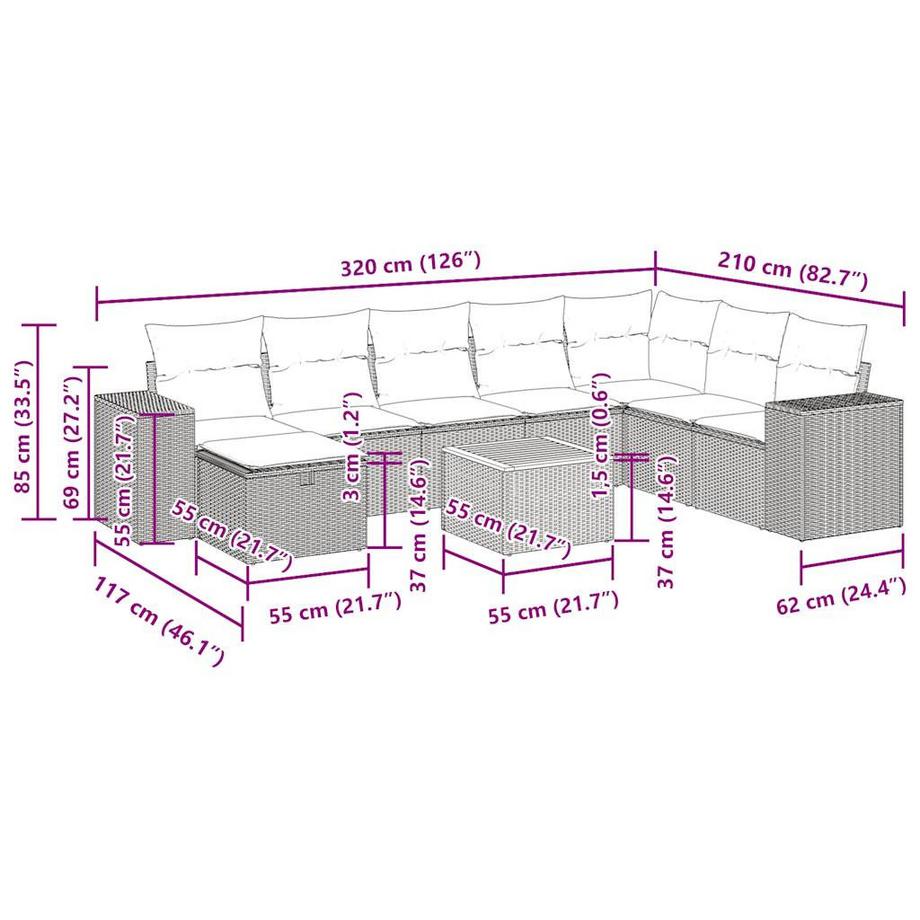 VidaXL Gartensofa set poly-rattan  