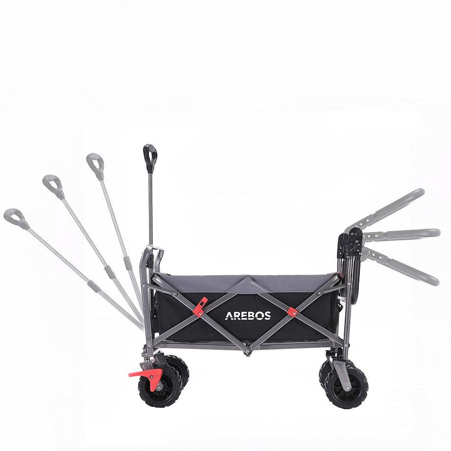 Arebos  Charrette à bras | Chariot de transport | Pliable | avec tige télescopique 