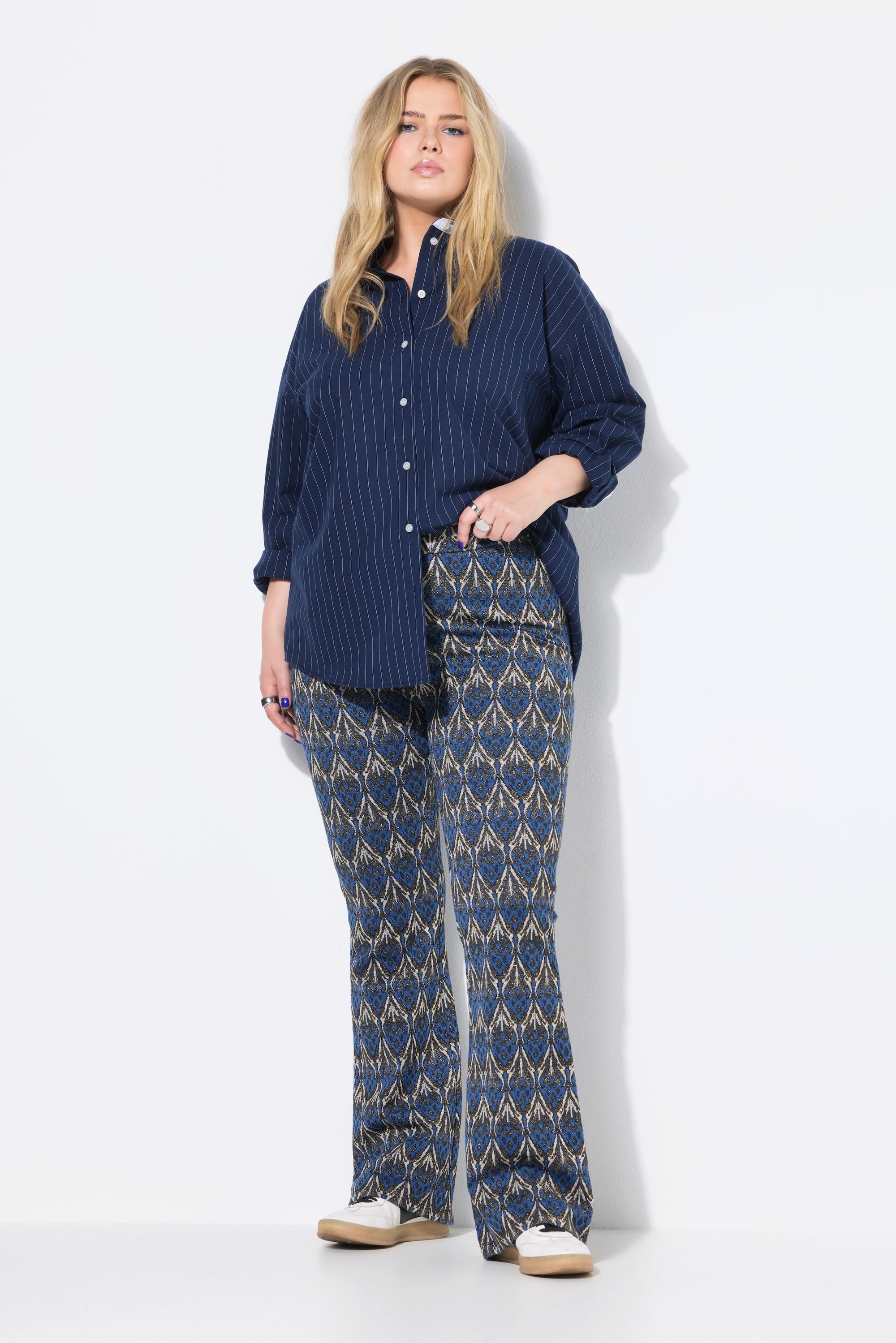 Studio Untold Schlaghose Flared Legs Jacquardmuster Glitzer  