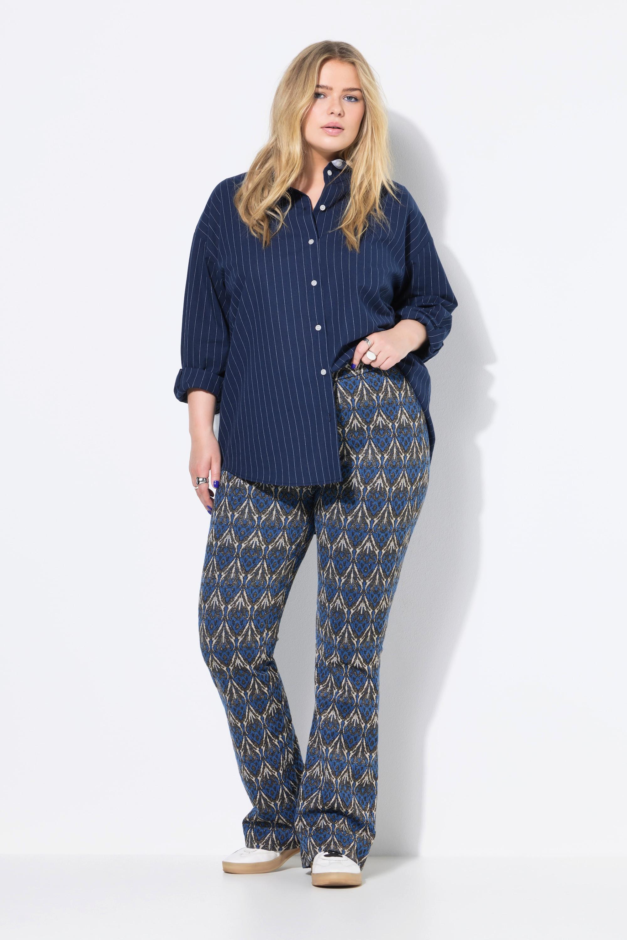 Studio Untold Schlaghose Flared Legs Jacquardmuster Glitzer  