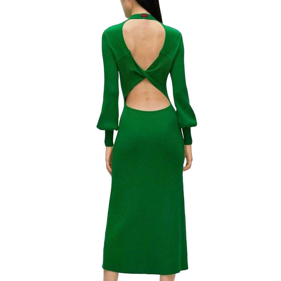 HUGO Slopenny Robe Midi en Maille Côtelée  