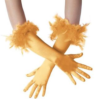 Tectake  Gants longs en satin avec plumes 