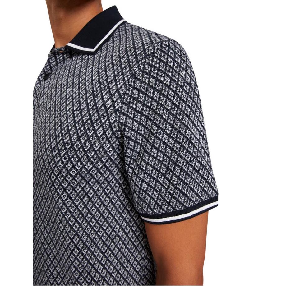 TED BAKER  Maglietta Polo Diamante Lavorato A Maglia Bordata 