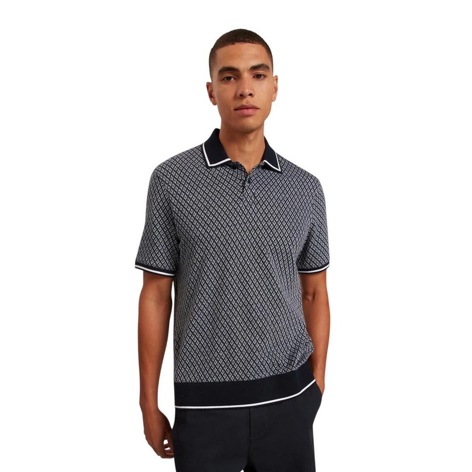 TED BAKER  Maglietta Polo Diamante Lavorato A Maglia Bordata 