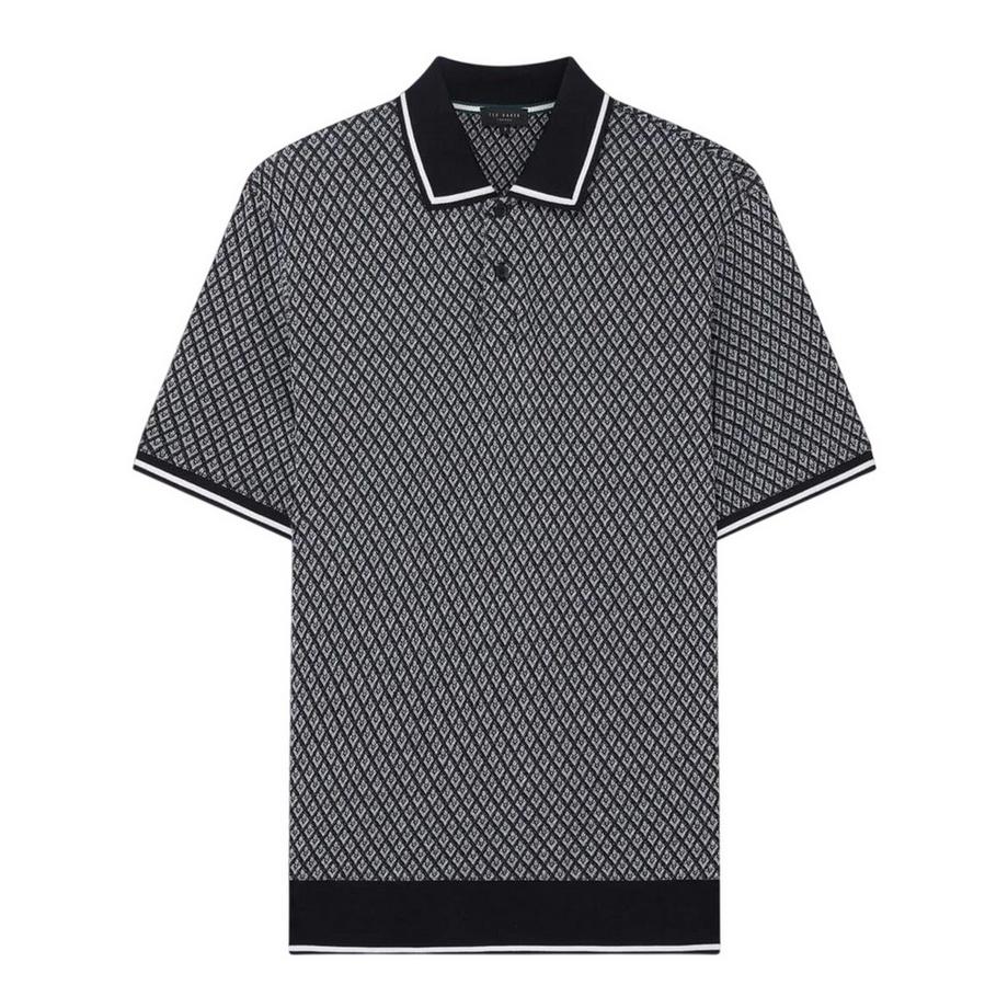 Maglietta Polo Diamante Lavorato A Maglia Bordata
