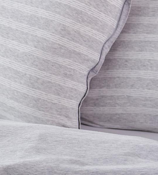 Living Home Melange Jersey Double Face Gestreifte Bettwäsche Set  