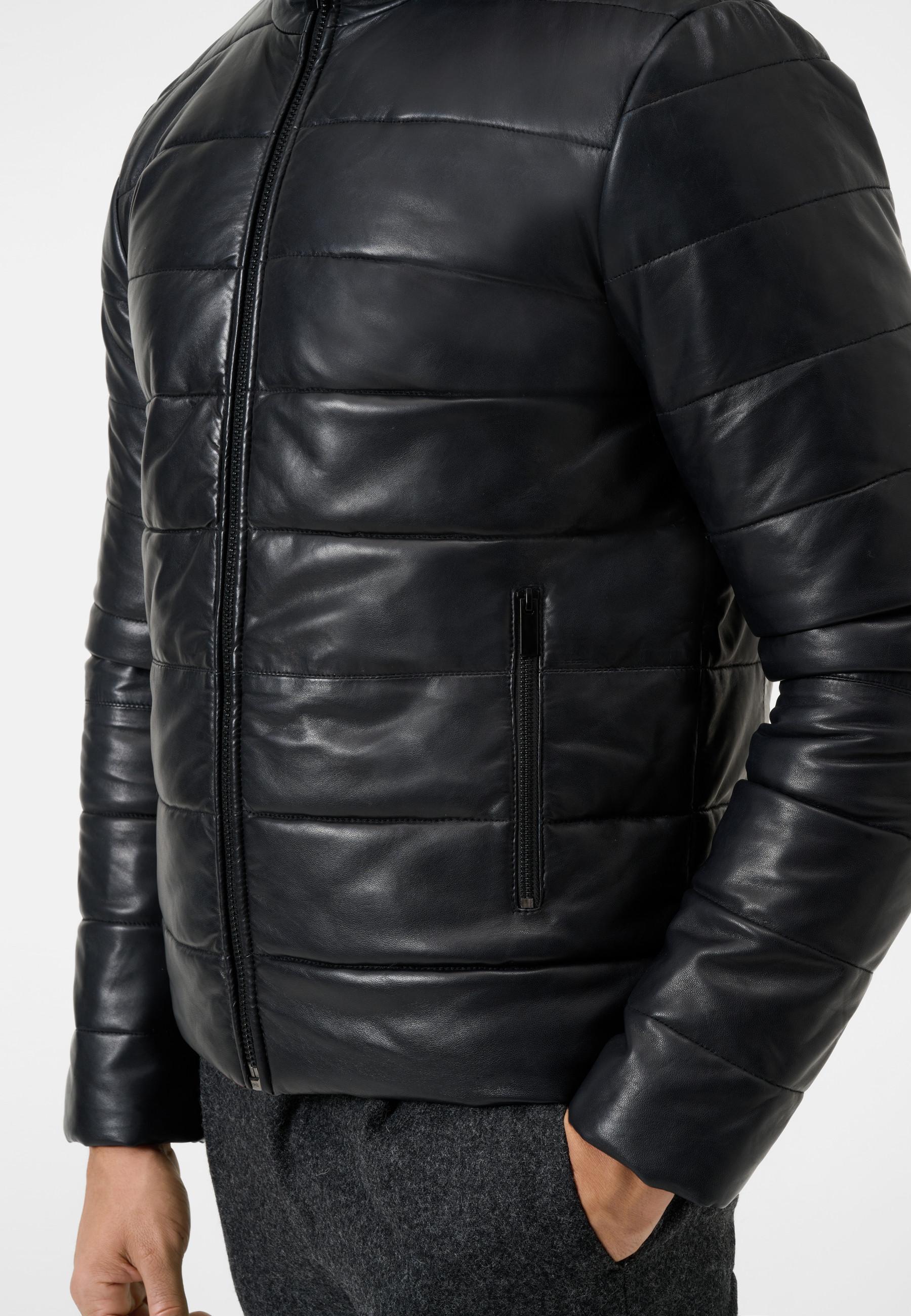 RICANO  Veste en cuir pour homme Jean, chaude avec col montant 