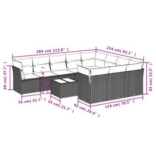 VidaXL Ensemble de canapés de jardin rotin synthétique  