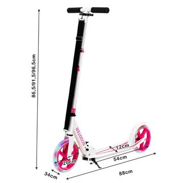 Trottinette pliable trottinette réglable en hauteur capacité de charge de 100 kg trottinette avec 2 roues LED rose