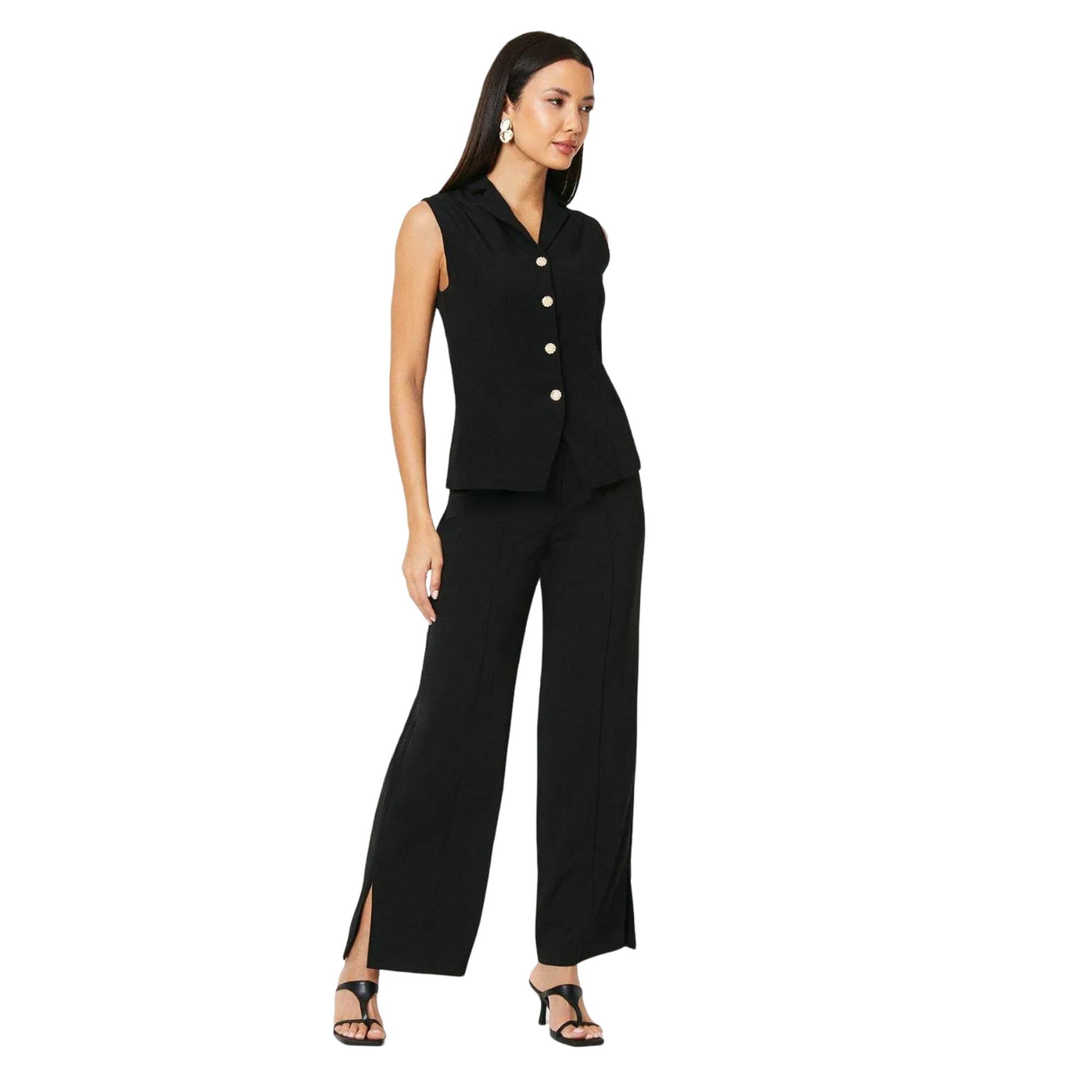 Principles High Waisted Plissierte Straight Leg Hose mit Schlitz  