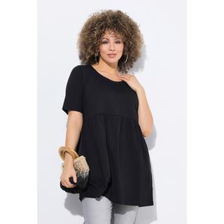 Ulla Popken T-shirt A-Line Col Rond Manches Courtes avec Couture Élastique  