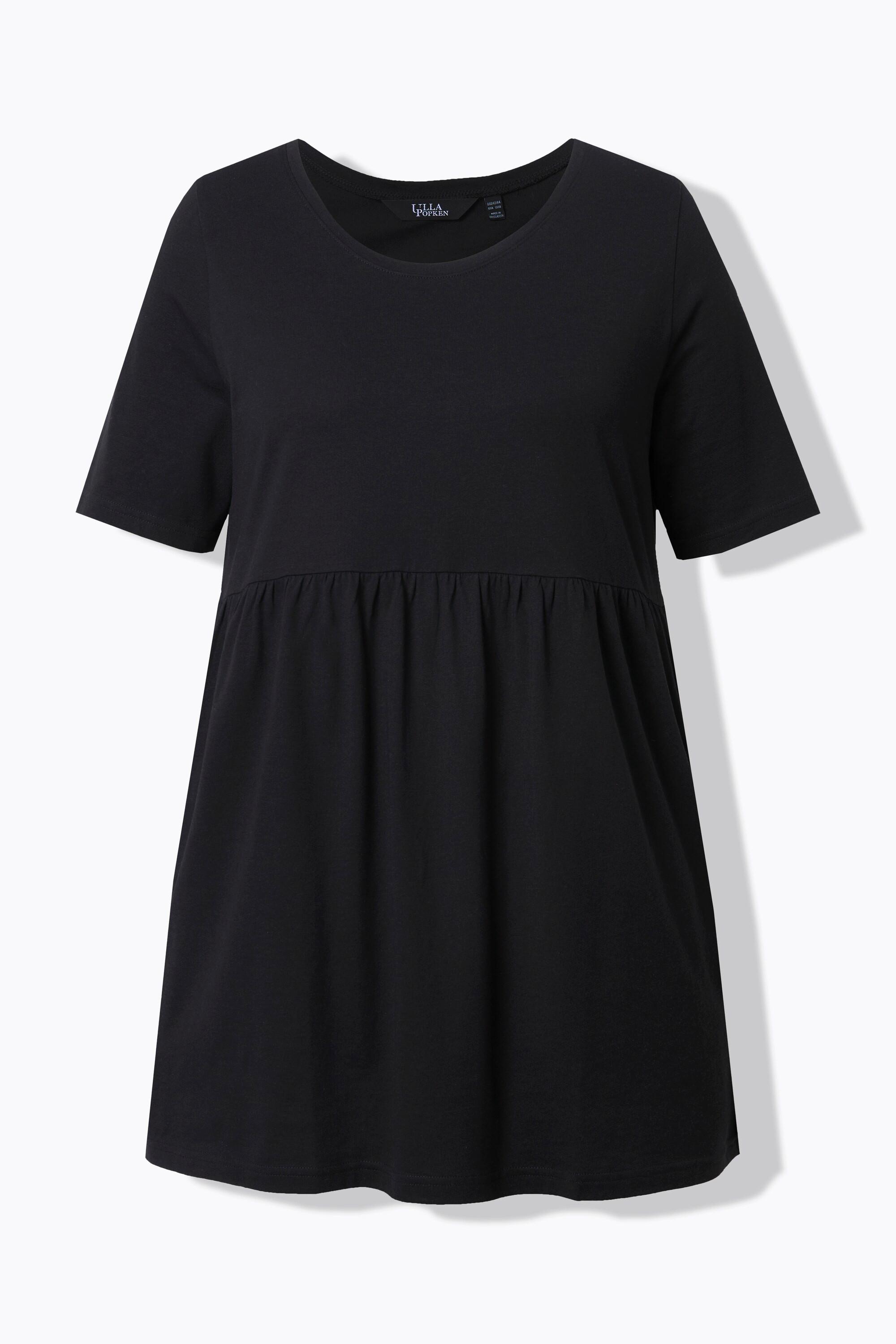 Ulla Popken T-shirt A-Line Col Rond Manches Courtes avec Couture Élastique  