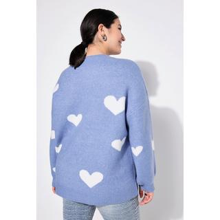 Studio Untold  Pull#, oversized, motifs de cœurs, manches longues ballon 