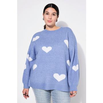 Pull#, oversized, motifs de cœurs, manches longues ballon