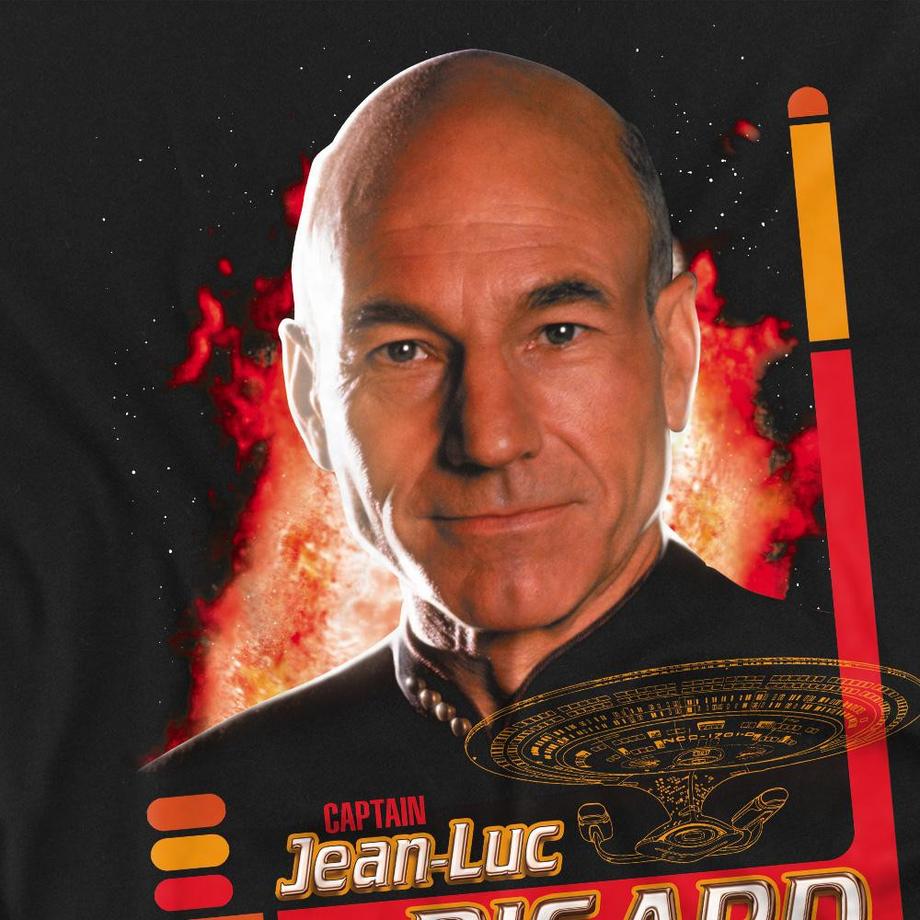 Star Trek Captain Jean-Luc Picard T-Shirt Maniche Lunghe  