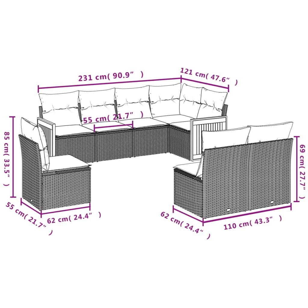 VidaXL Ensemble de canapés de jardin rotin synthétique  