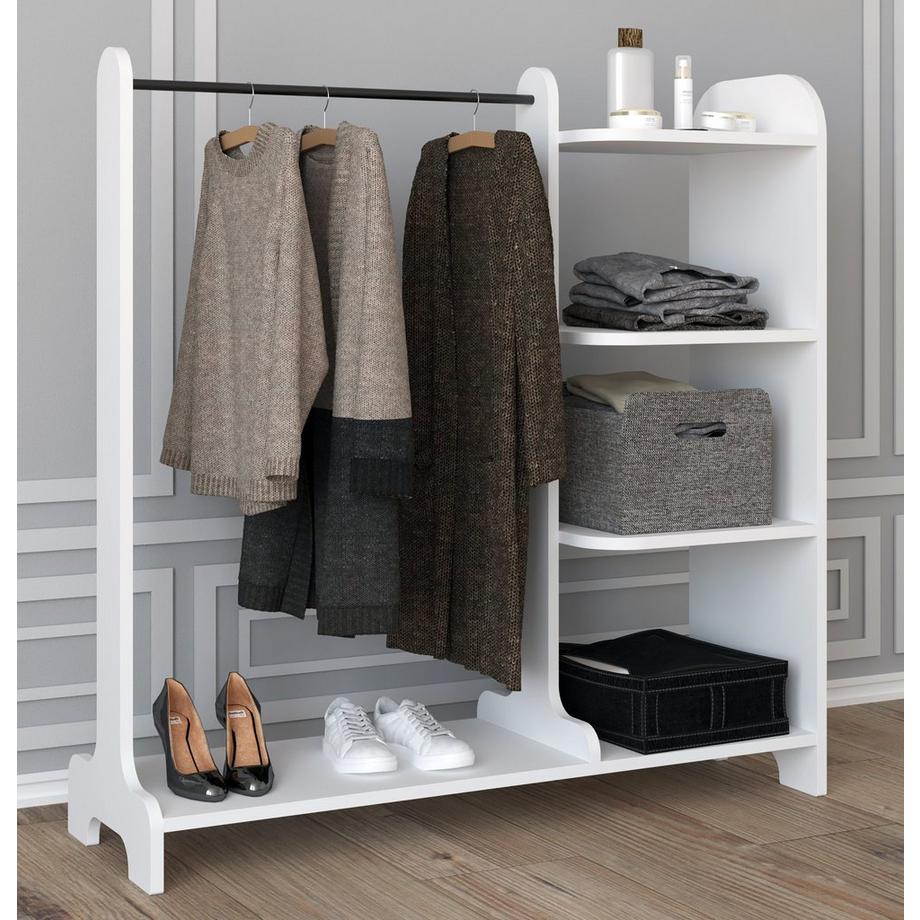 VCM Holz offener Kleiderschrank begehbarer Kleiderregal Schrank Kleiderstange Lempu H. 110 cm  