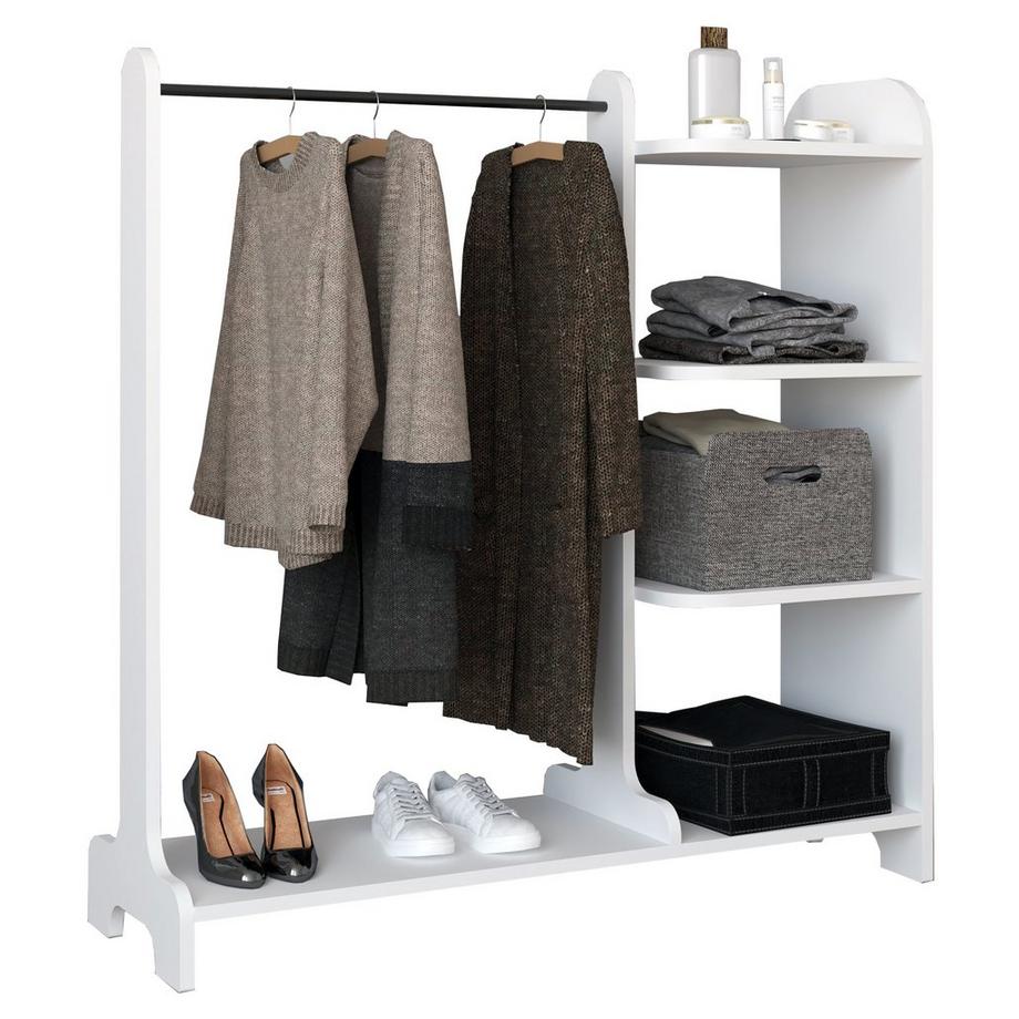 VCM Holz offener Kleiderschrank begehbarer Kleiderregal Schrank Kleiderstange Lempu H. 110 cm  