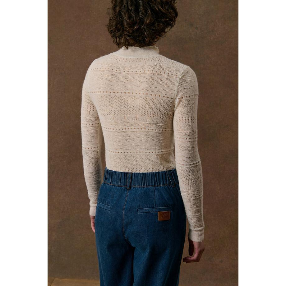 Louise-Misha Stehkragenpullover KARESTA aus Lochstrick  
