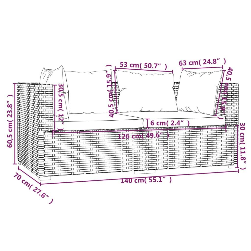 VidaXL set divani da giardino Polirattan  