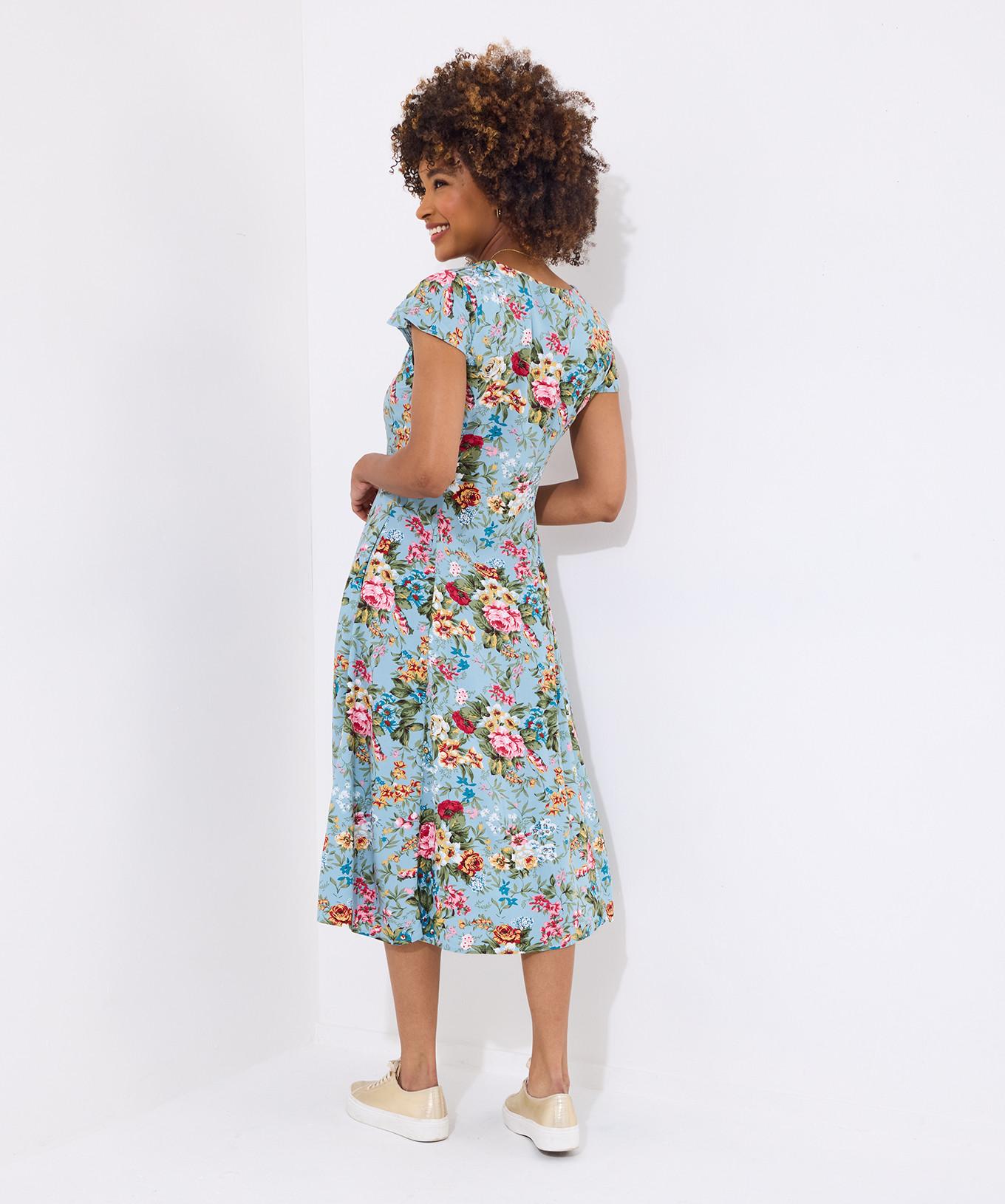 Joe Browns  Robe Longeur Genou Col V Motif Roses 