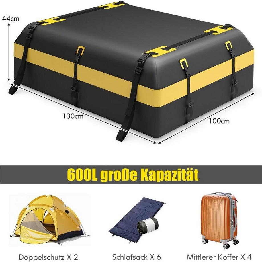 Northio Coffre de toit pour différents types de véhicules avec tapis antidérapant, cadenas à bagages, sangle renforcée, crochet de porte et sac à cordon  