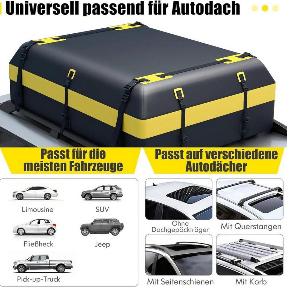 Northio Coffre de toit pour différents types de véhicules avec tapis antidérapant, cadenas à bagages, sangle renforcée, crochet de porte et sac à cordon  