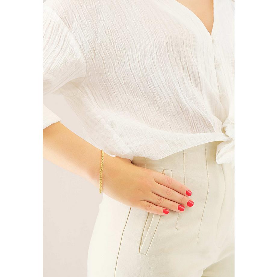 MUAU Schmuck  Bracelet Panzer Gelbgold 750, 4mm, 21cm 