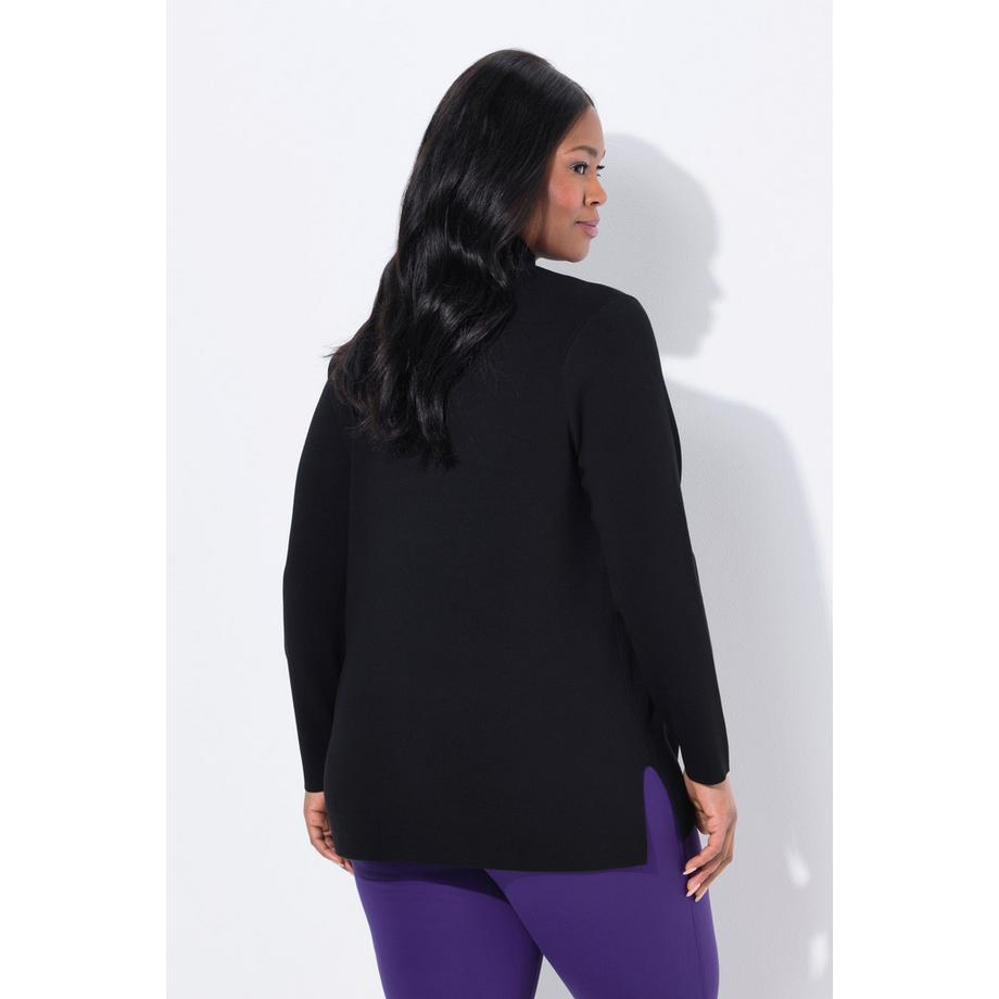 Ulla Popken Feinstrick Pullover Ripp-Stehkragen Langarm  