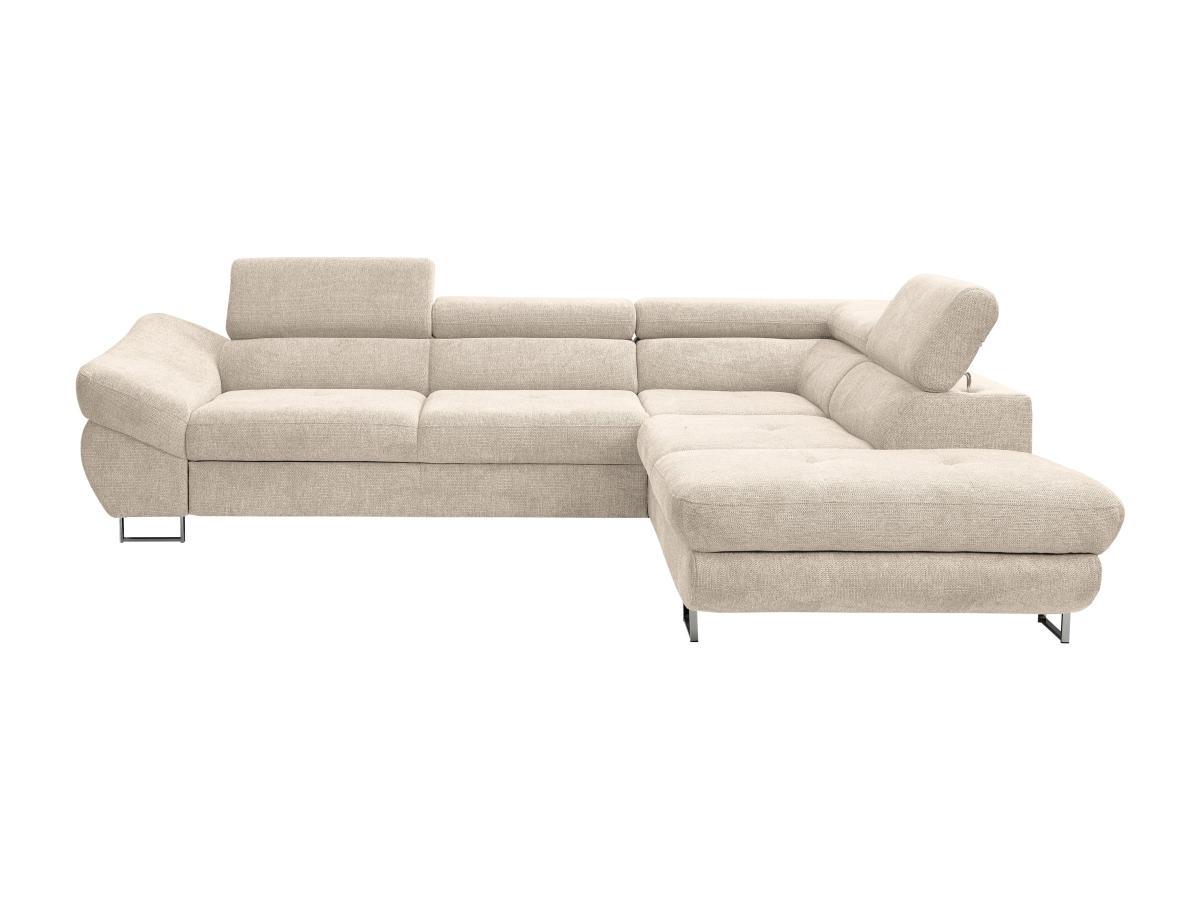 Vente-unique Divano letto in Tessuto testurizzato Beige - Angolo a destra - DALIAS  