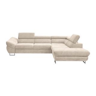 Vente-unique Divano letto in Tessuto testurizzato Beige - Angolo a destra - DALIAS  