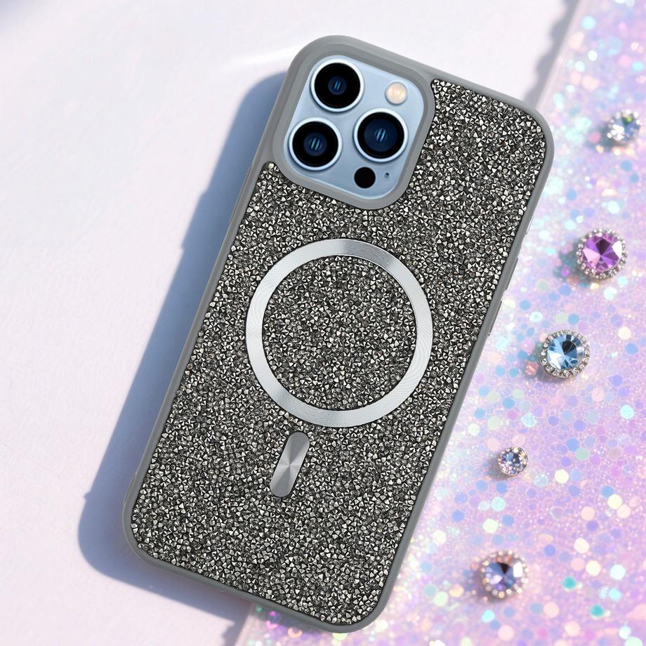Cadorabo  iPhone 13 PRO MAX Hülle kompatibel mit MagSafe Glitzer Diamant Design 