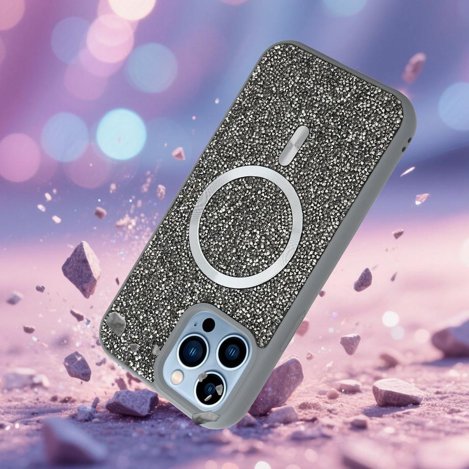 Cadorabo  iPhone 13 PRO MAX Hülle kompatibel mit MagSafe Glitzer Diamant Design 