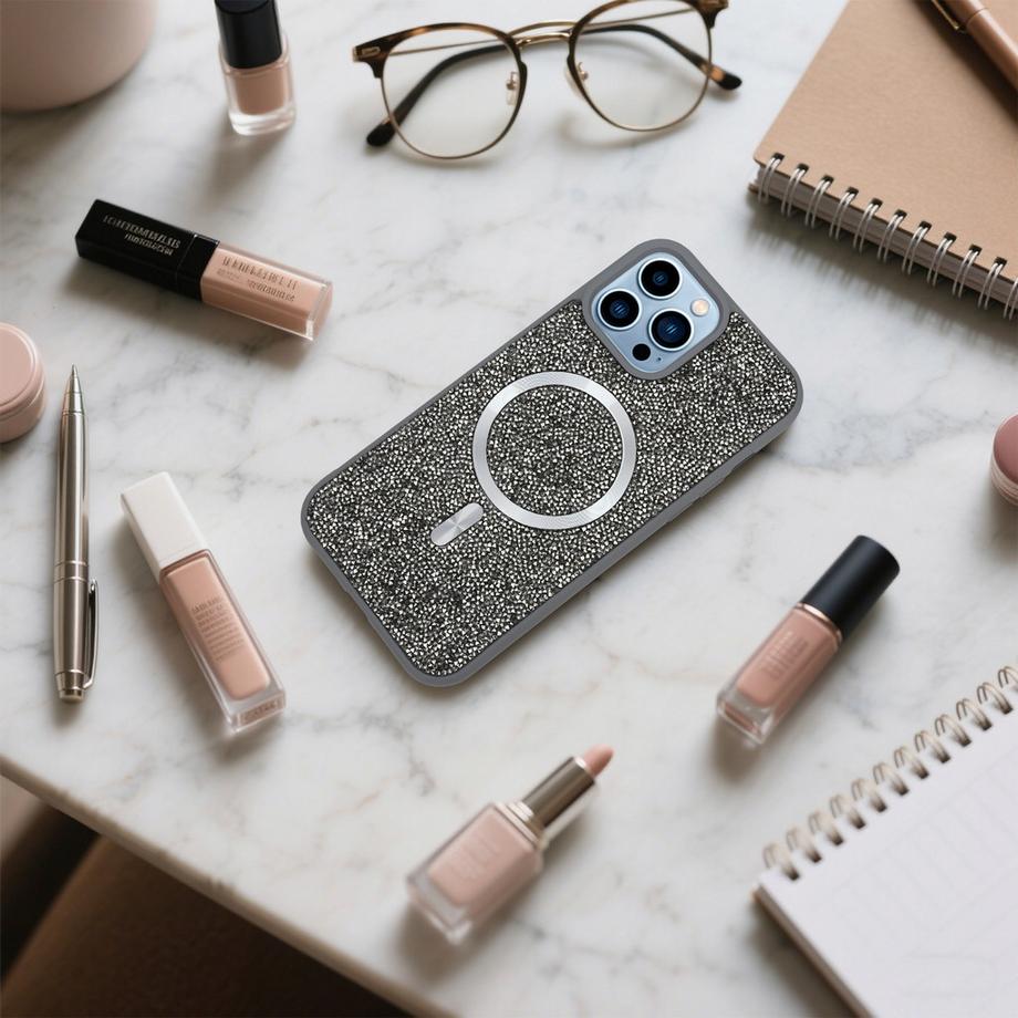 Cadorabo  iPhone 13 PRO MAX Hülle kompatibel mit MagSafe Glitzer Diamant Design 