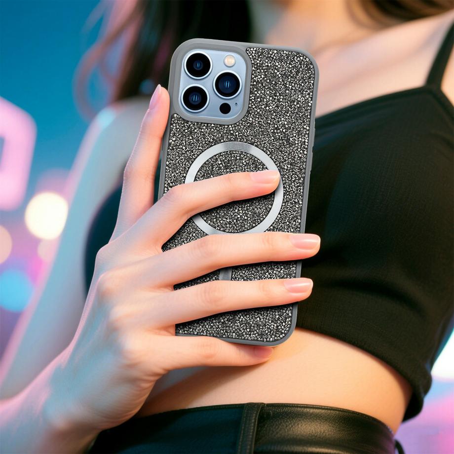 Cadorabo  iPhone 13 PRO MAX Hülle kompatibel mit MagSafe Glitzer Diamant Design 