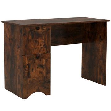 Table d'ordinateur avec 2 tiroirs, bureau, table de jeu robuste, coiffeuse, table pour ordinateur portable, marron