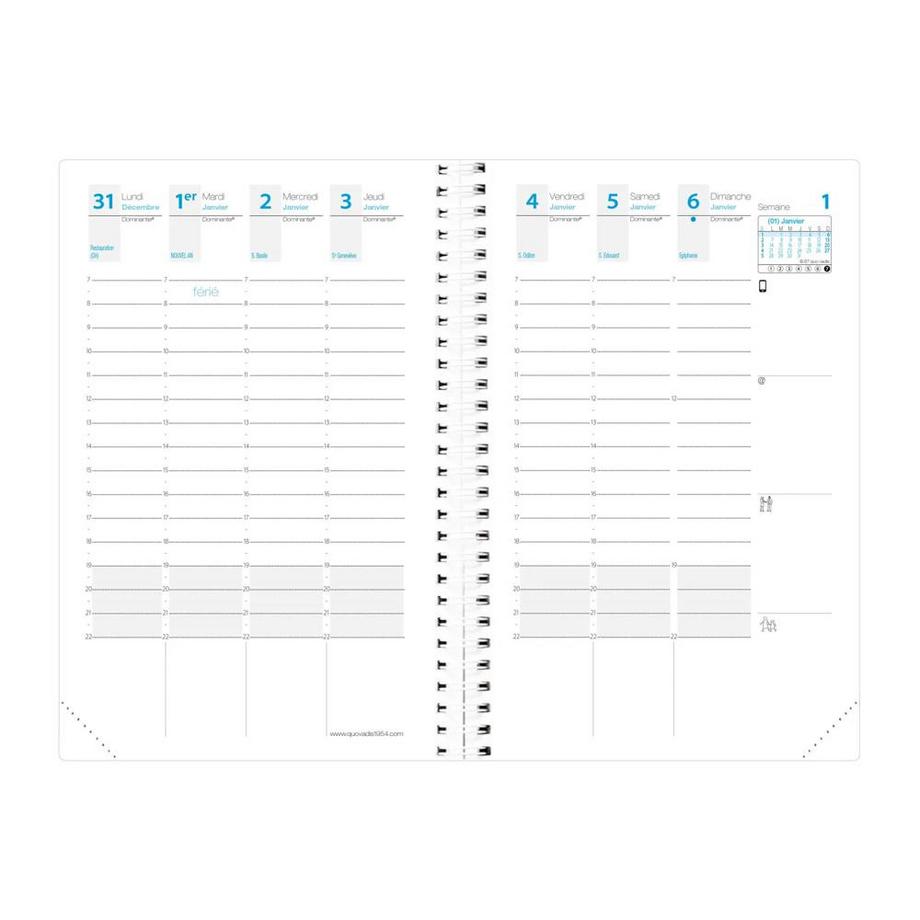 QUO-VADIS Quo Vadis - Agenda - Spiralata - 2025 - Time & Life Pocket - Settimana Planning - Francese - Rosso - 13 mesi da dicembre a dicembre - 10x15 cm - Carta Clairefontaine Bianca - Prodotto in Francia  