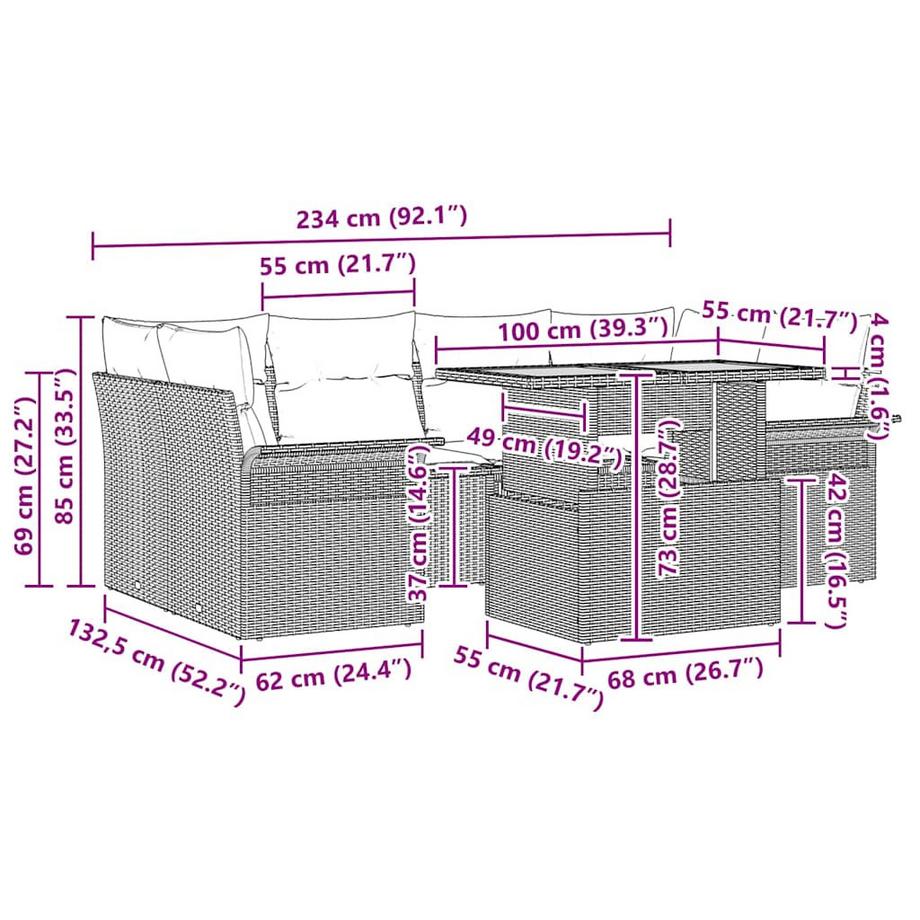 VidaXL Outdoortisch-set poly-rattan  